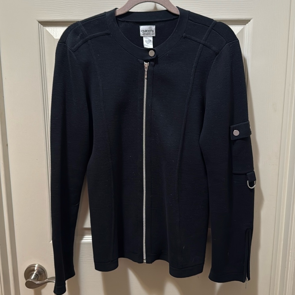 Black Zip-Up Cardigan Sweater Jacket